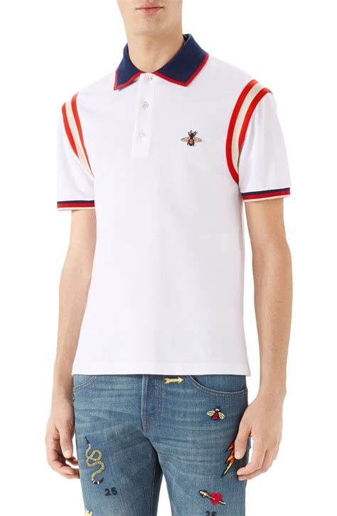 gucci bee polo stripe